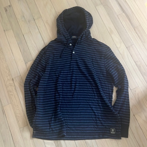 Navy Polo Striped Hooded Shirt Size XL‎